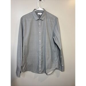 Calvin Klein Button Down Shirt Men's Med Long Sleeve Gray Casual Business Preppy
